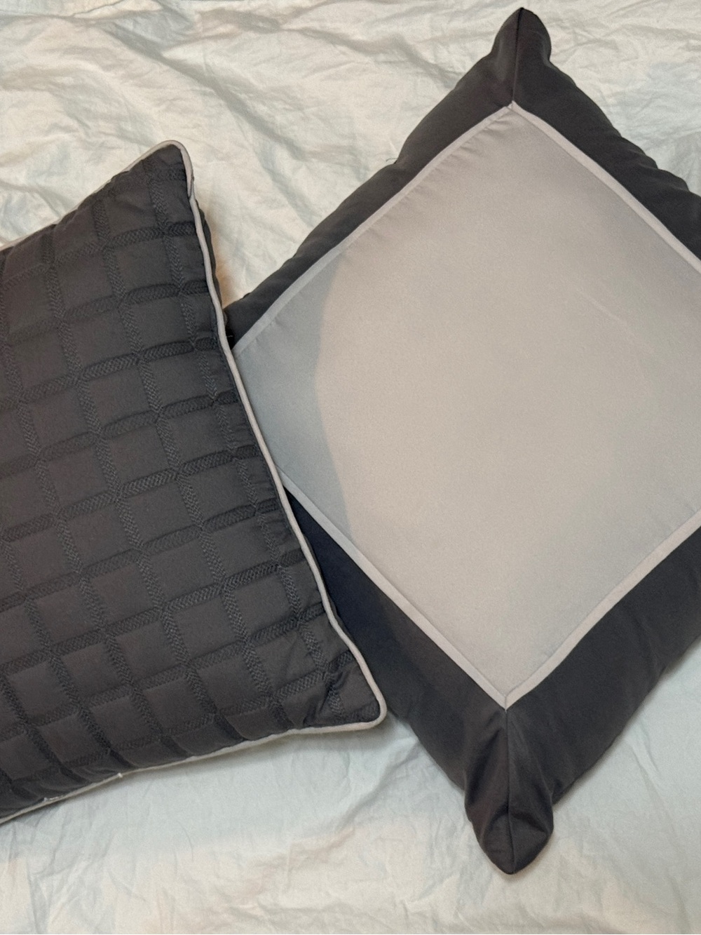Grey Throw Pillows - Set of 2. Sizes: 16x16 & 19x19